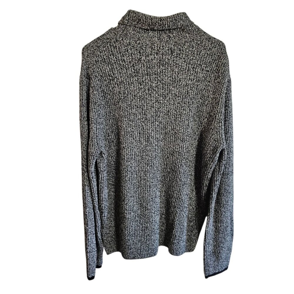 Banana Republic Merino Wool Sweater Mens L Black White Marled Rib Knit Mock Neck - Picture 3 of 7